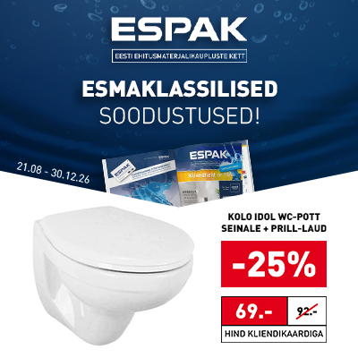 Espaki pakkumised SANITAARTEHNIKA kuni 30.12. Kliki tootele ja osta kohe!